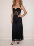 The Noir Lace Midi Elbise